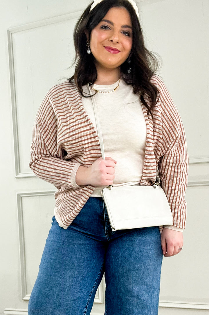 Striped Dolman Open Cardigan