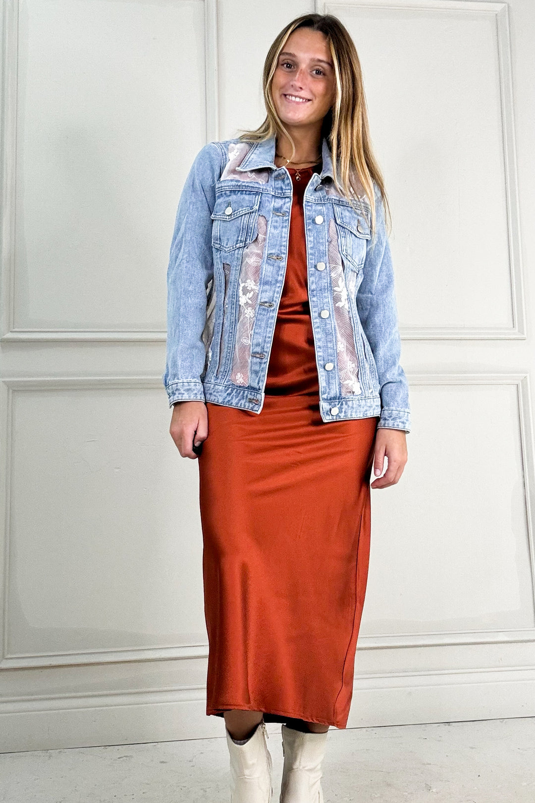 Racer Neck Sleeveless Satin Fitted Midi Dress