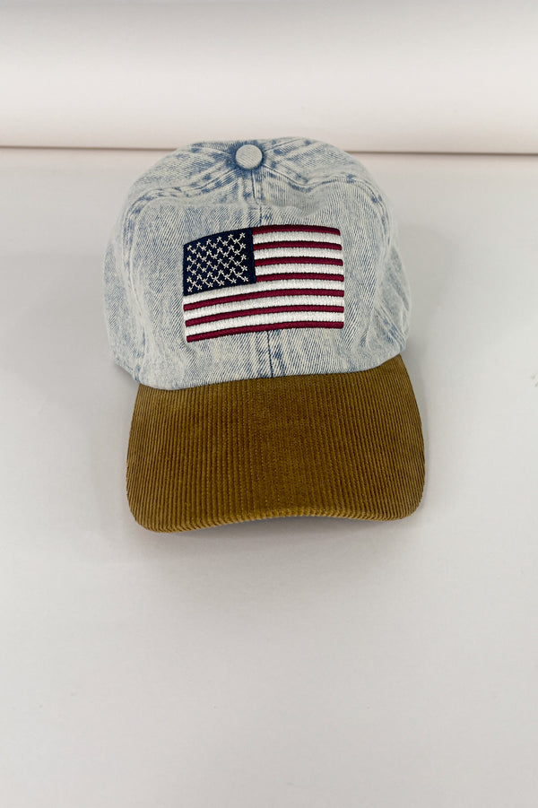 Embroidered US Flag Two Tone Ball Cap