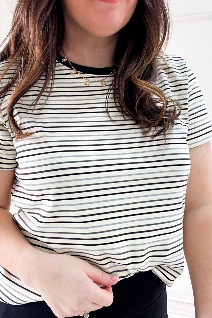 Contrast Stripe Short Sleeve Tee