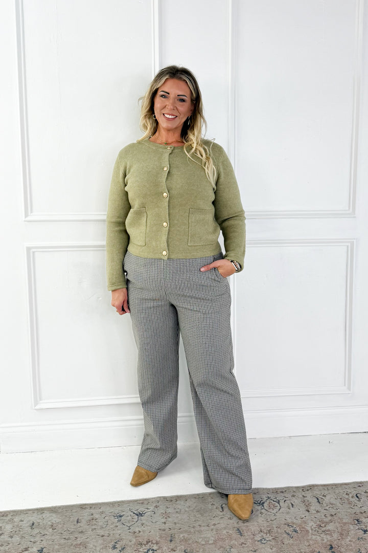 Wool Blend Gold Button Cardigan