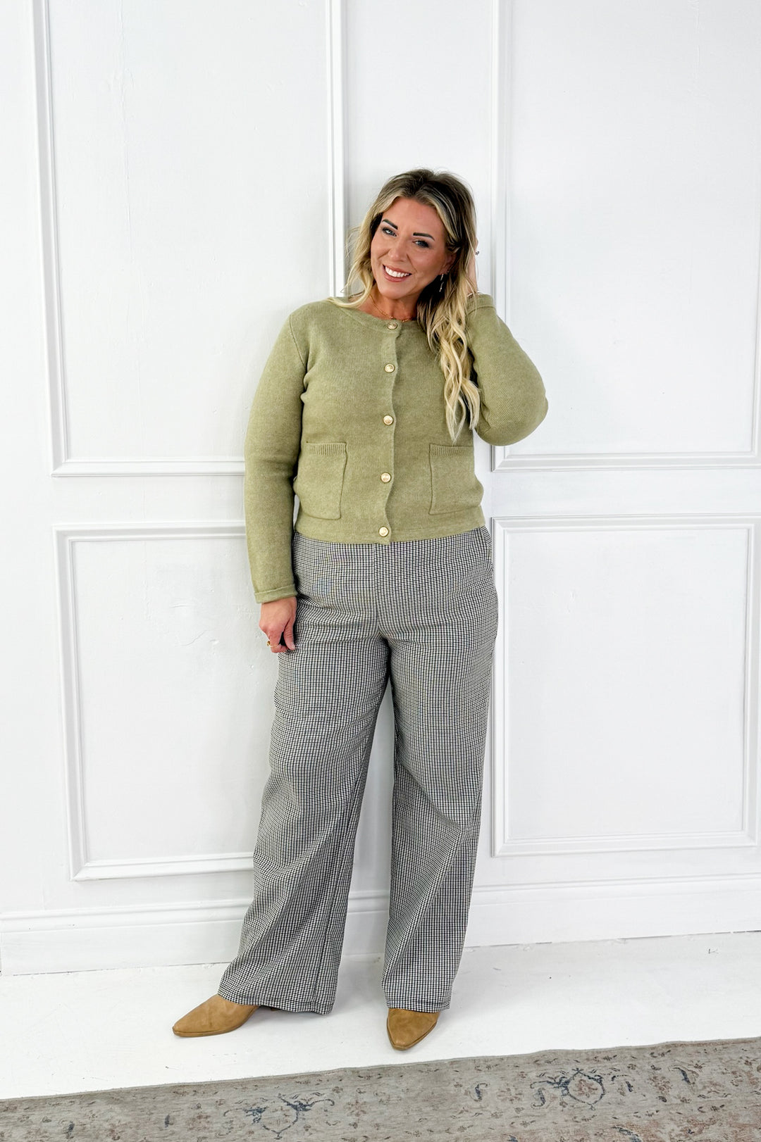 Wool Blend Gold Button Cardigan