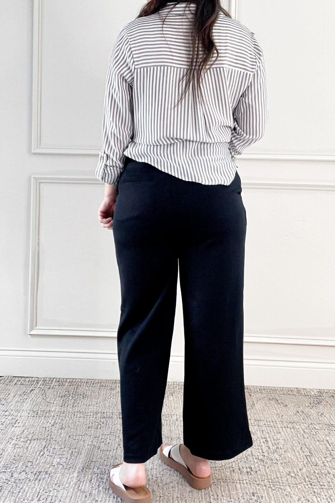 Lightweight Button Down Collared Stripe Top