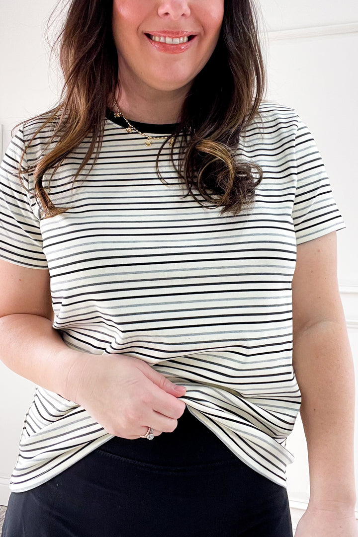 Contrast Stripe Short Sleeve Tee