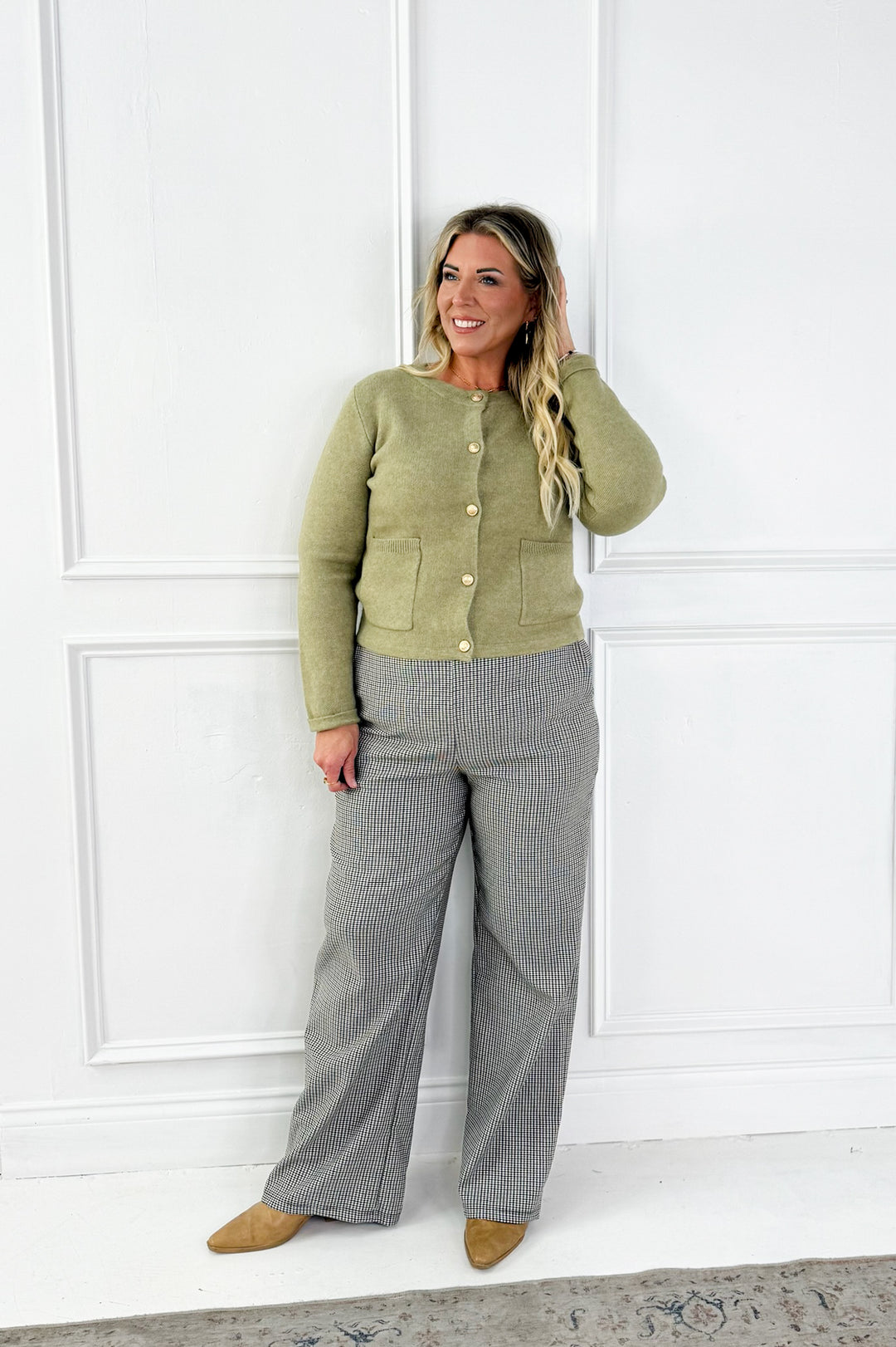 Wool Blend Gold Button Cardigan