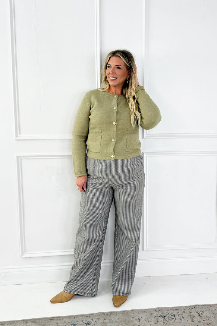 Wool Blend Gold Button Cardigan