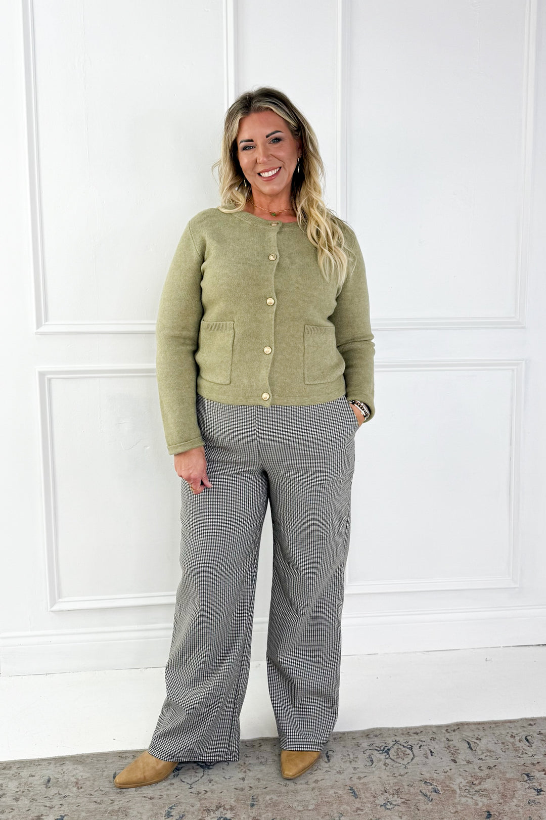 Wool Blend Gold Button Cardigan