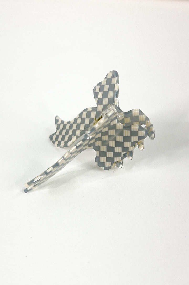Bow Shaped Checkered Hair Claw Clip