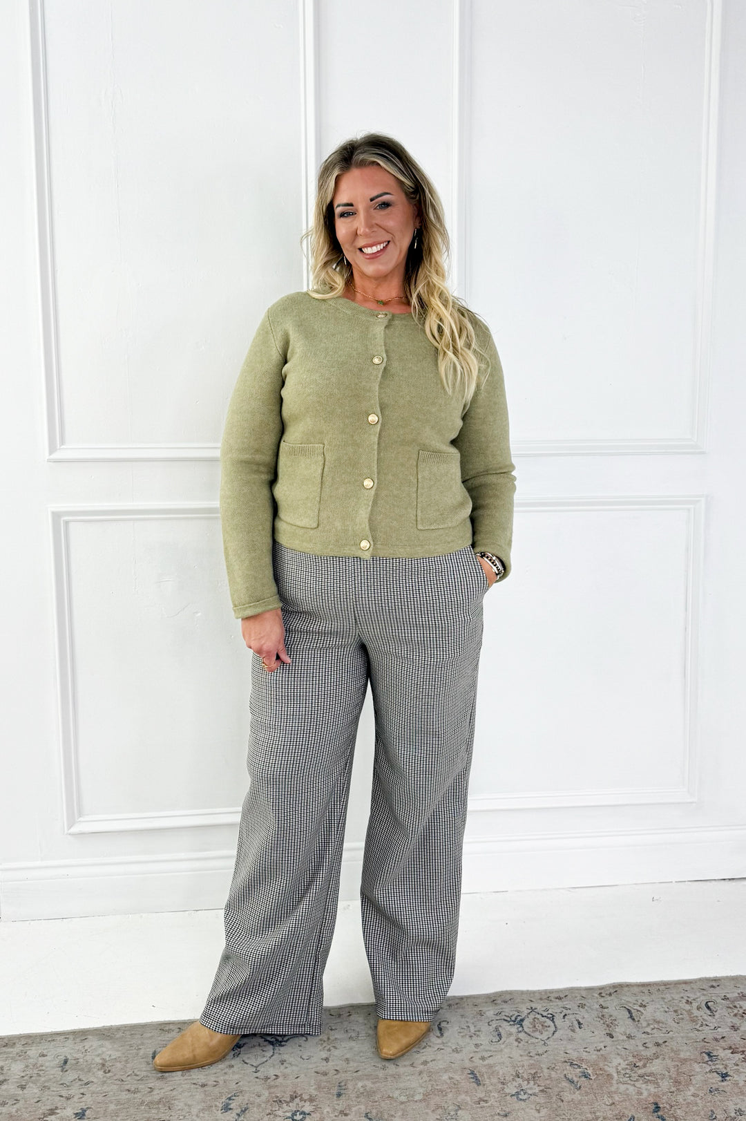 Wool Blend Gold Button Cardigan