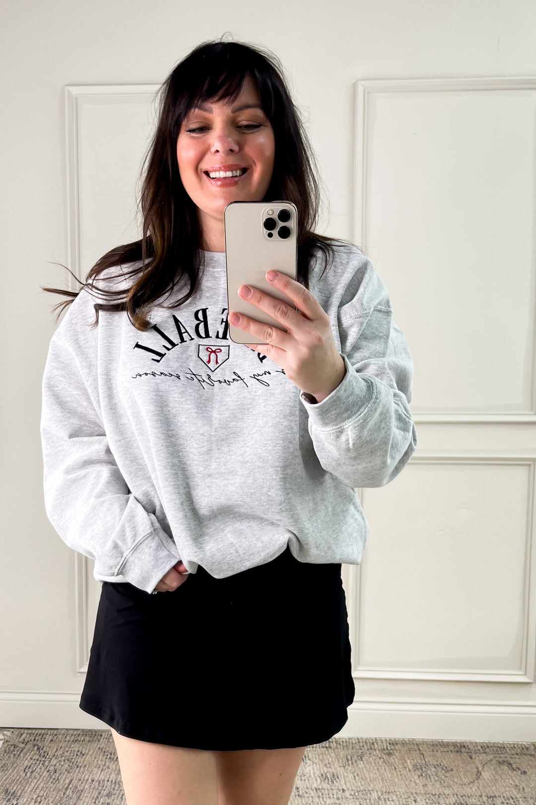 Baseball & Bow Embroidered Sweatshirt