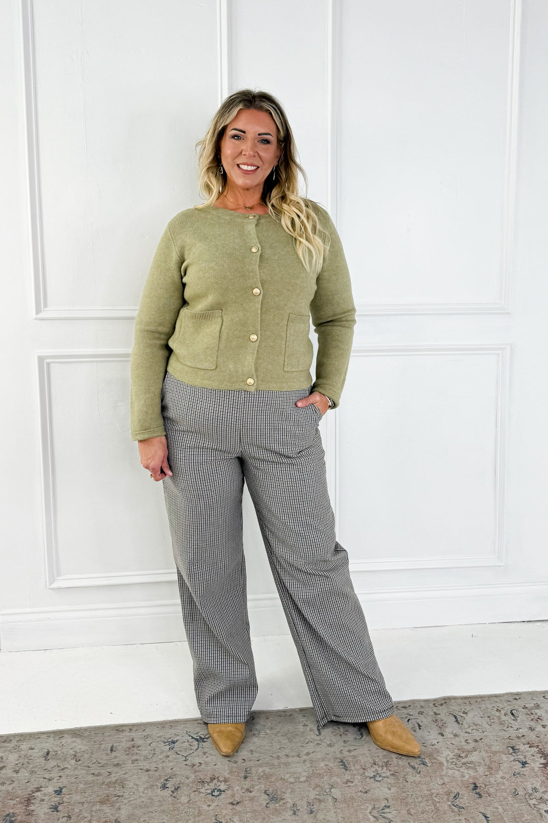 Wool Blend Gold Button Cardigan