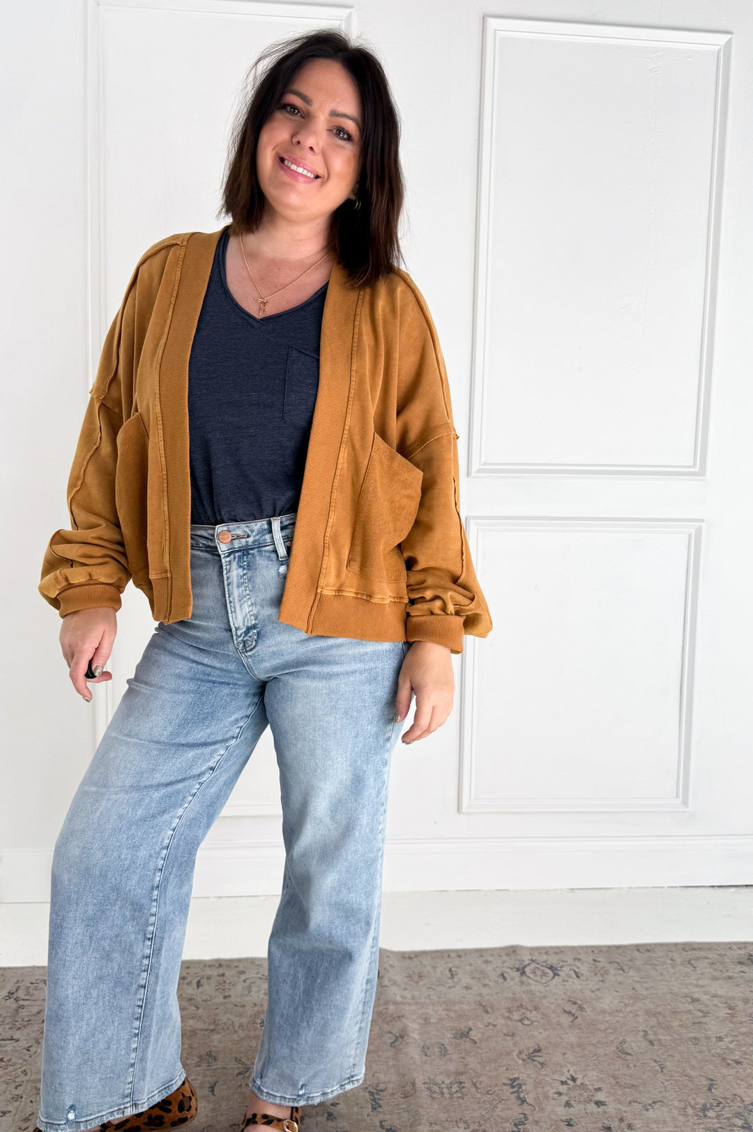 Mineral-Washed French Terry Cardigan