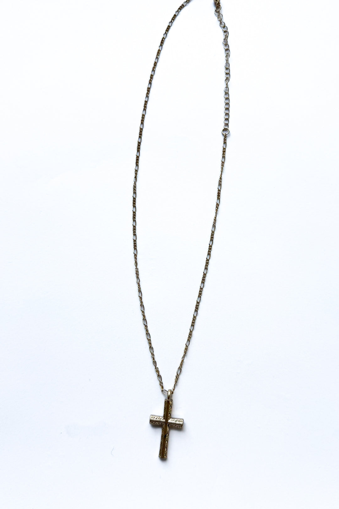 Gold Textured Cross Necklace