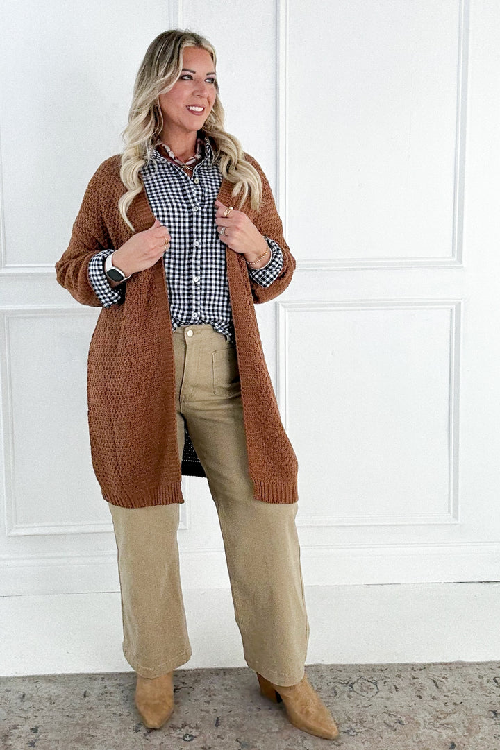 Navy Gingham Long Sleeve Button Up Shirt