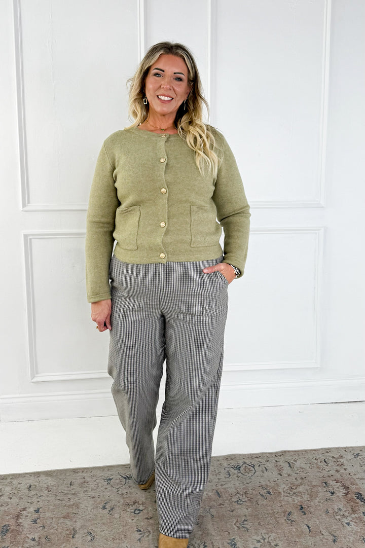 Wool Blend Gold Button Cardigan