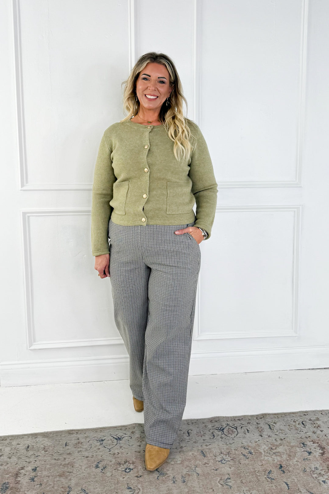 Wool Blend Gold Button Cardigan