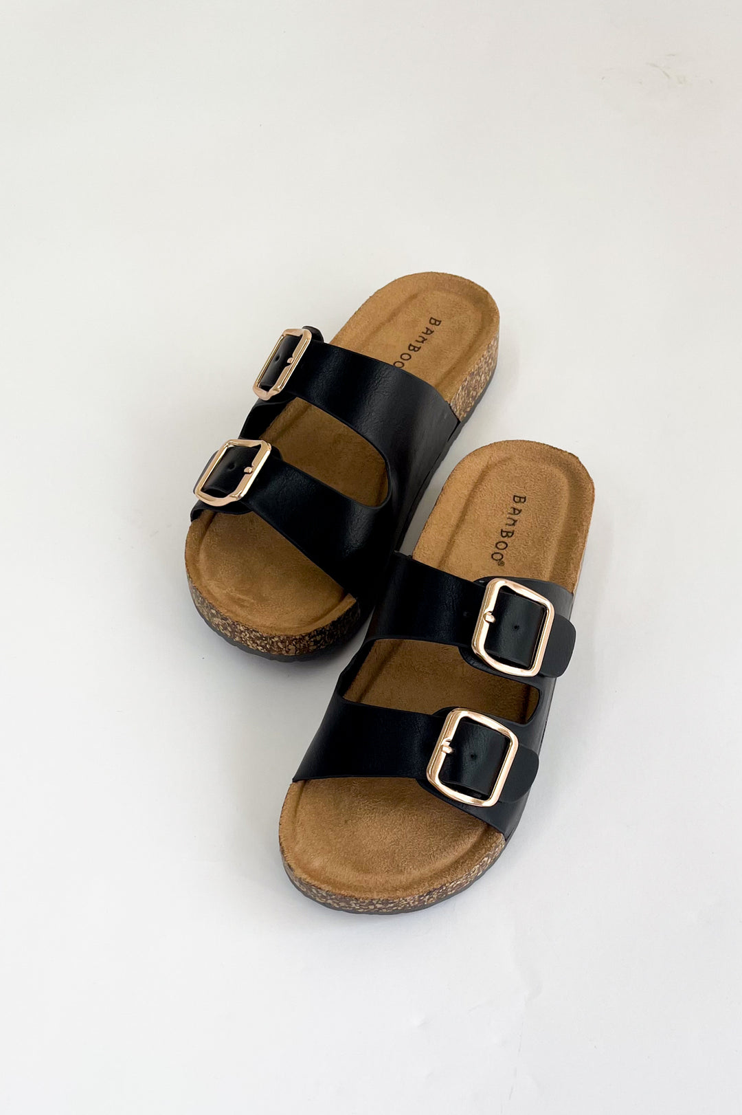 Double Buckle Strap Cork Sandals