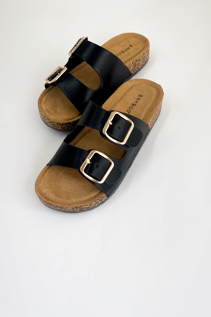 Double Buckle Strap Cork Sandals