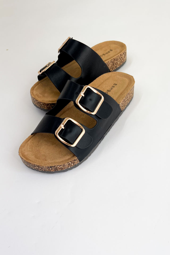 Double Buckle Strap Cork Sandals