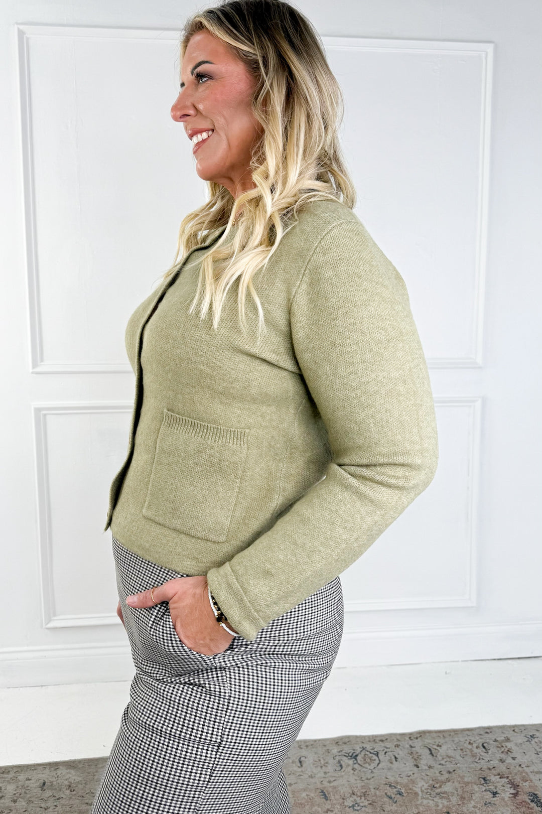 Wool Blend Gold Button Cardigan