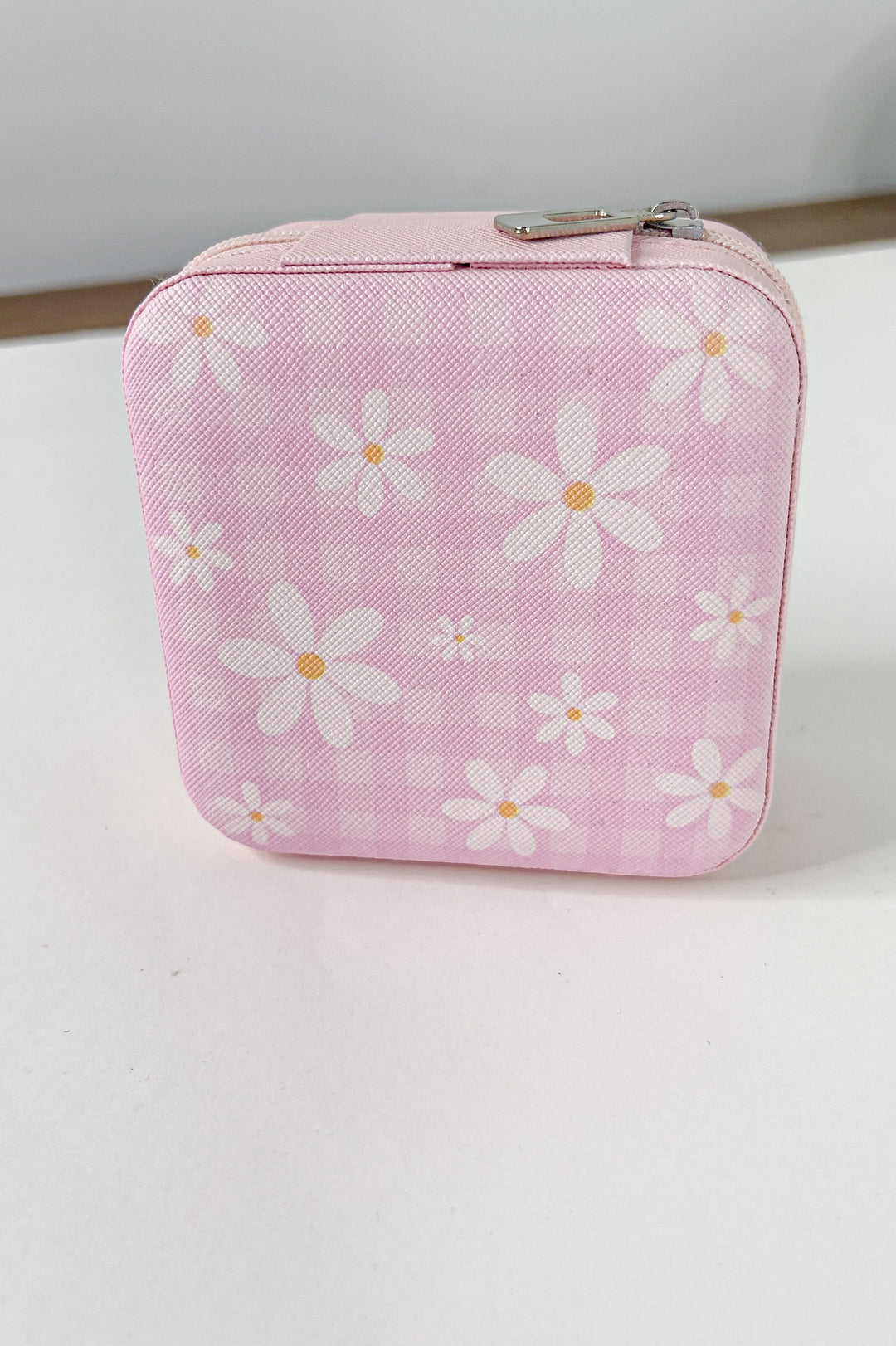 Pink Daisy Flower Travel Jewelry Box