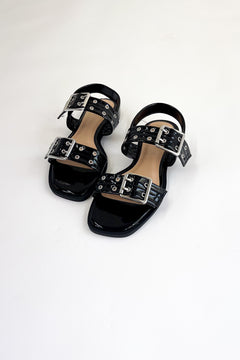 Eyelet Double Buckle Sling Strap Sandals