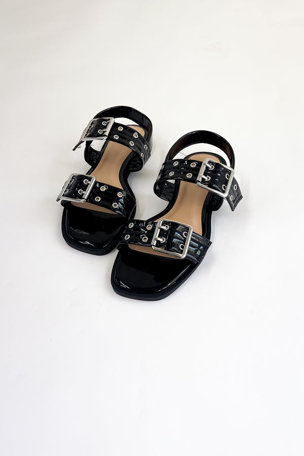 Eyelet Double Buckle Sling Strap Sandals