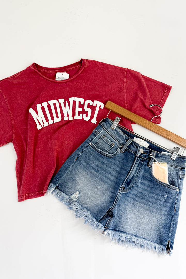 Midwest Puff Cropped Mineral Graphic Top