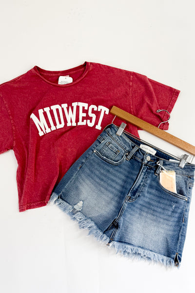 Midwest Puff Cropped Mineral Graphic Top