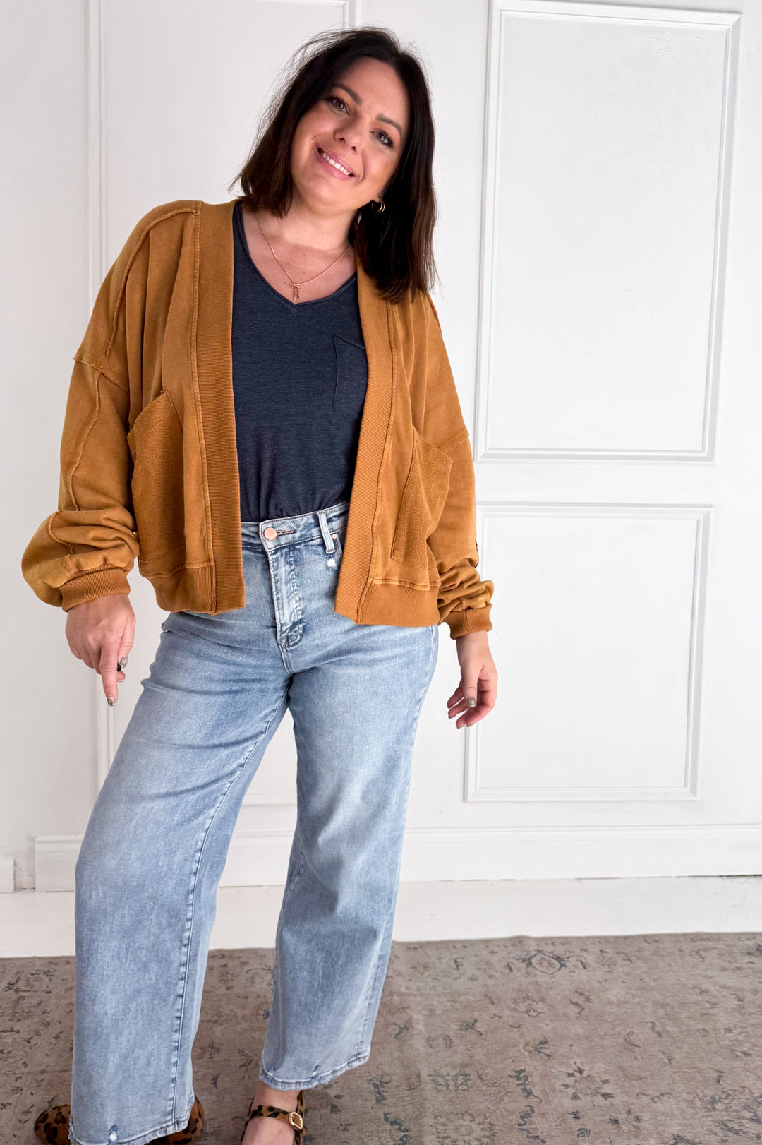 Mineral-Washed French Terry Cardigan