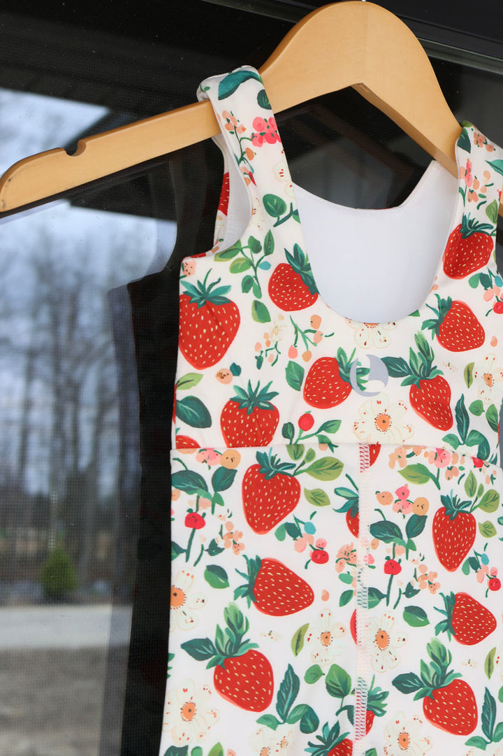 Girls Vintage Strawberry Romper