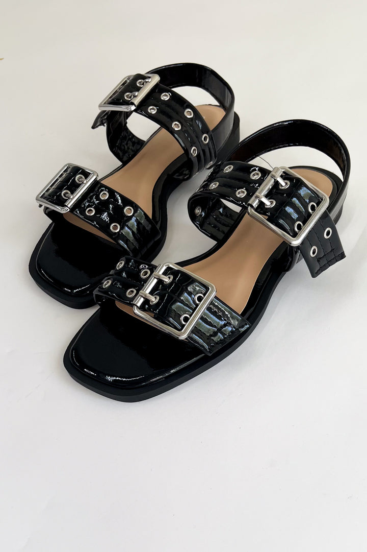 Eyelet Double Buckle Sling Strap Sandals