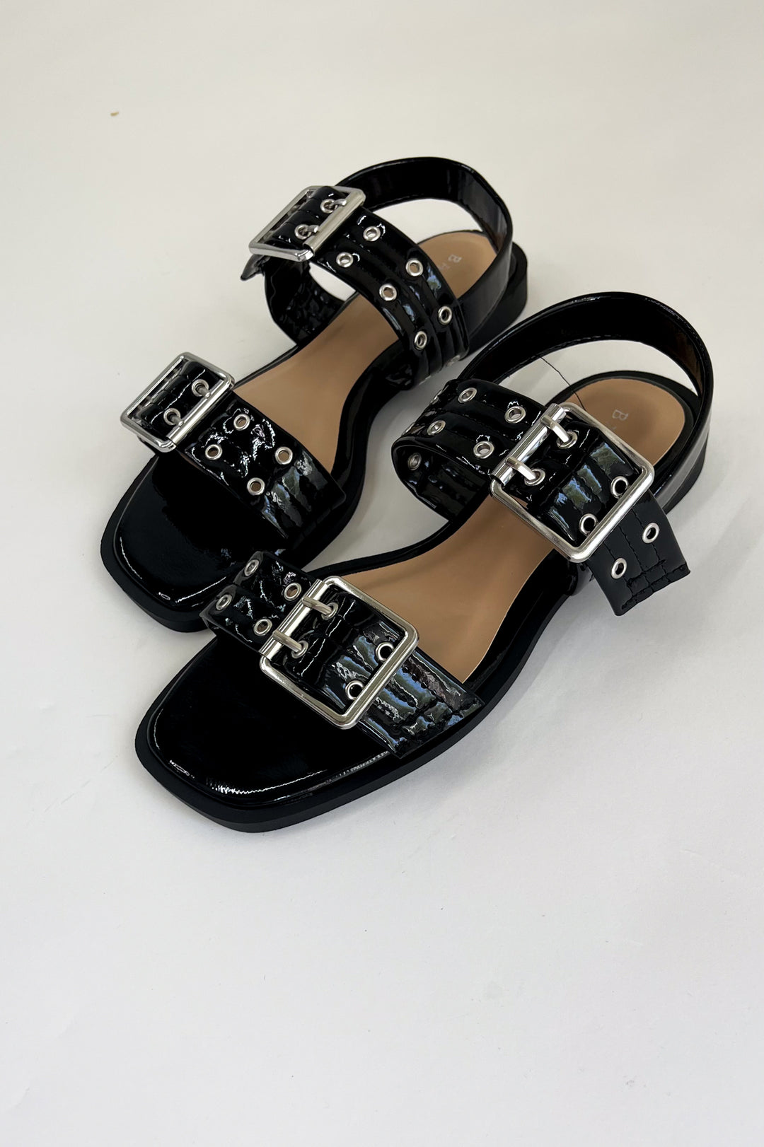 Eyelet Double Buckle Sling Strap Sandals