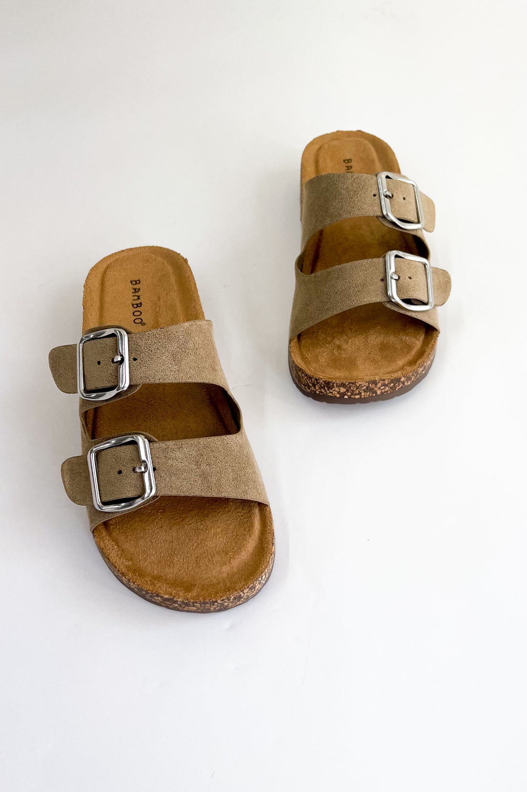 Double Buckle Strap Cork Sandals