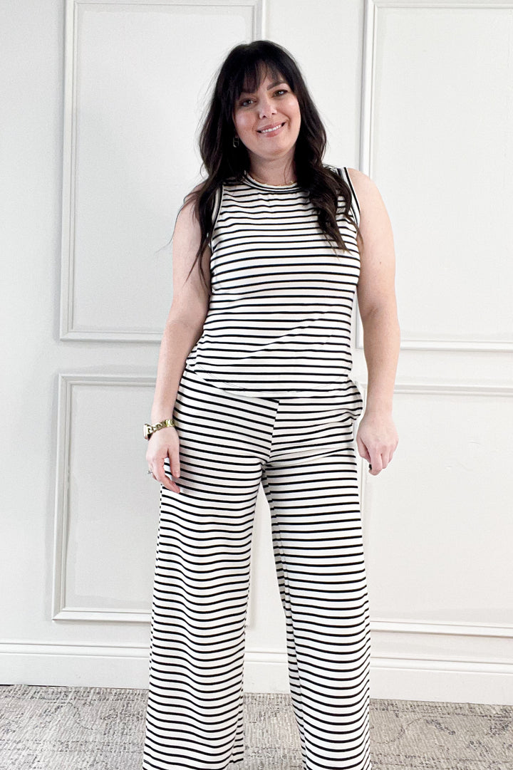 Stripe Sleeveless Knit Tank Top