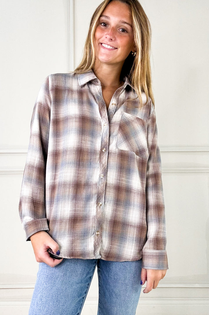 Cambell Plaid Boxy Button Up Shirt
