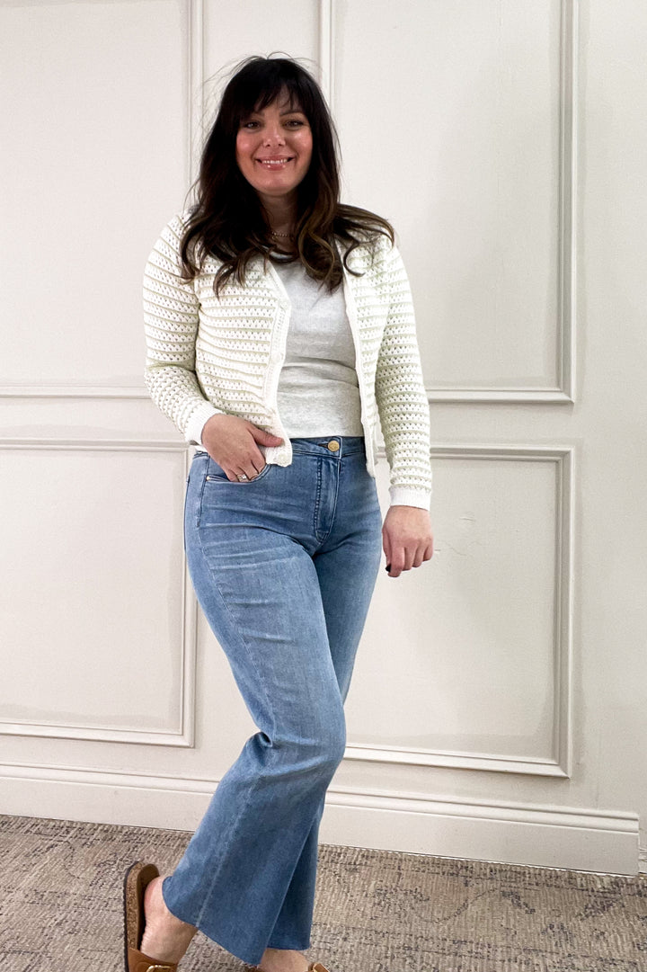 Stripe Chunky Knit Button Up Cardigan