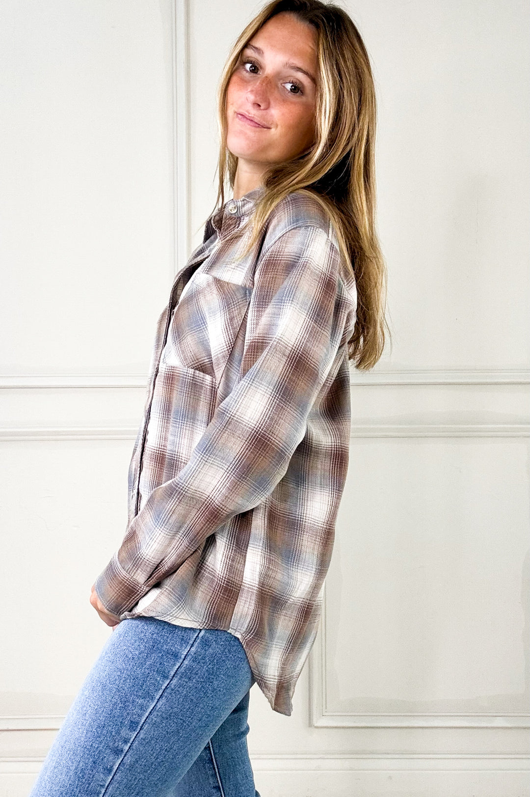 Cambell Plaid Boxy Button Up Shirt