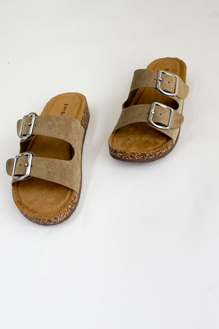 Double Buckle Strap Cork Sandals