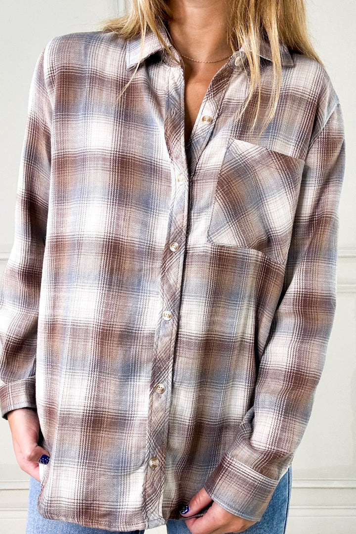 Cambell Plaid Boxy Button Up Shirt