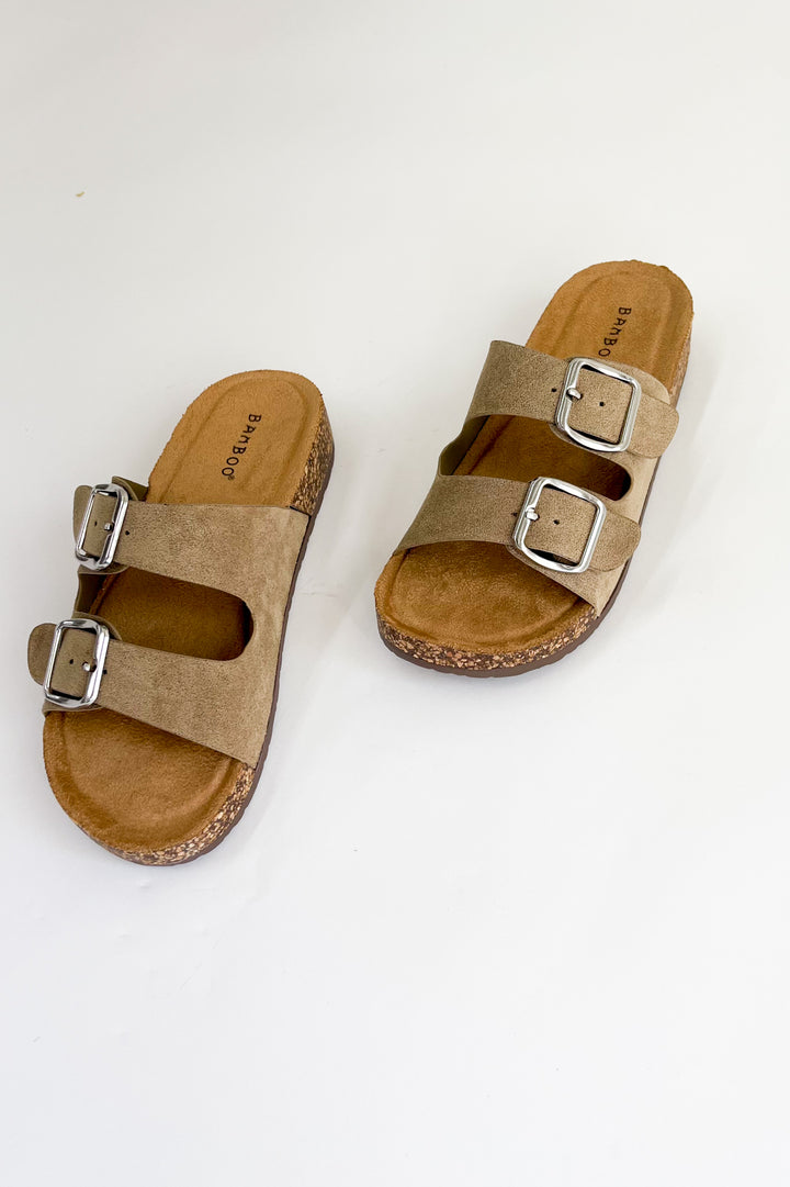 Double Buckle Strap Cork Sandals