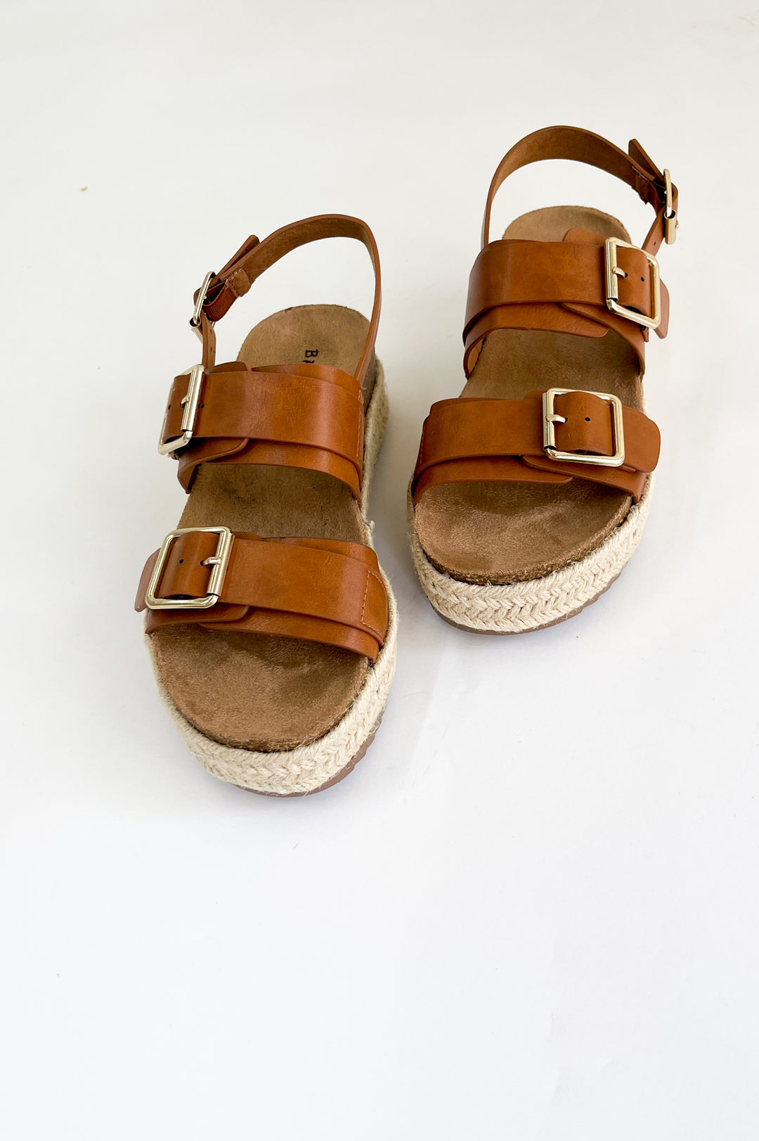 Double Buckle Sling Strap Platform Sandals