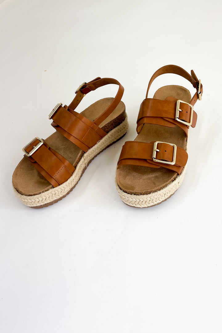 Double Buckle Sling Strap Platform Sandals