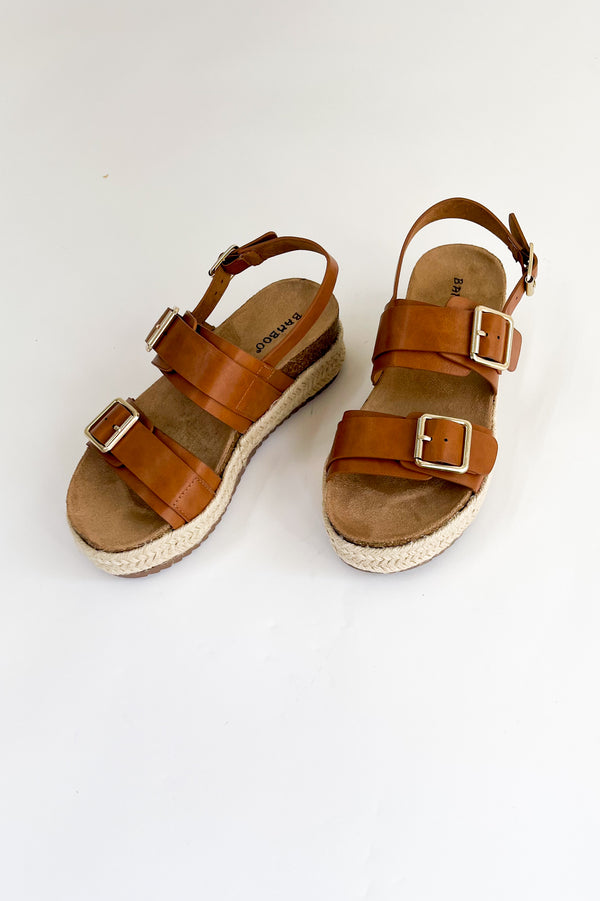 Double Buckle Sling Strap Platform Sandals