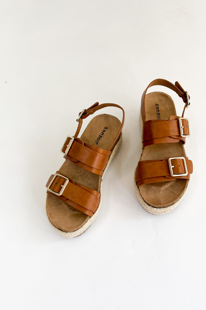 Double Buckle Sling Strap Platform Sandals