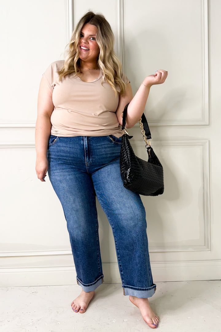 Bamboo Fiber Blend Scoop Neck Curvy Tee