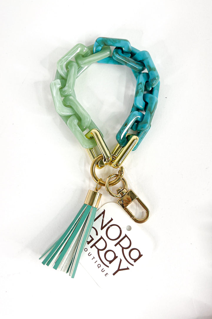Two Tone Mixed Resin Chain Keychains with Tassel