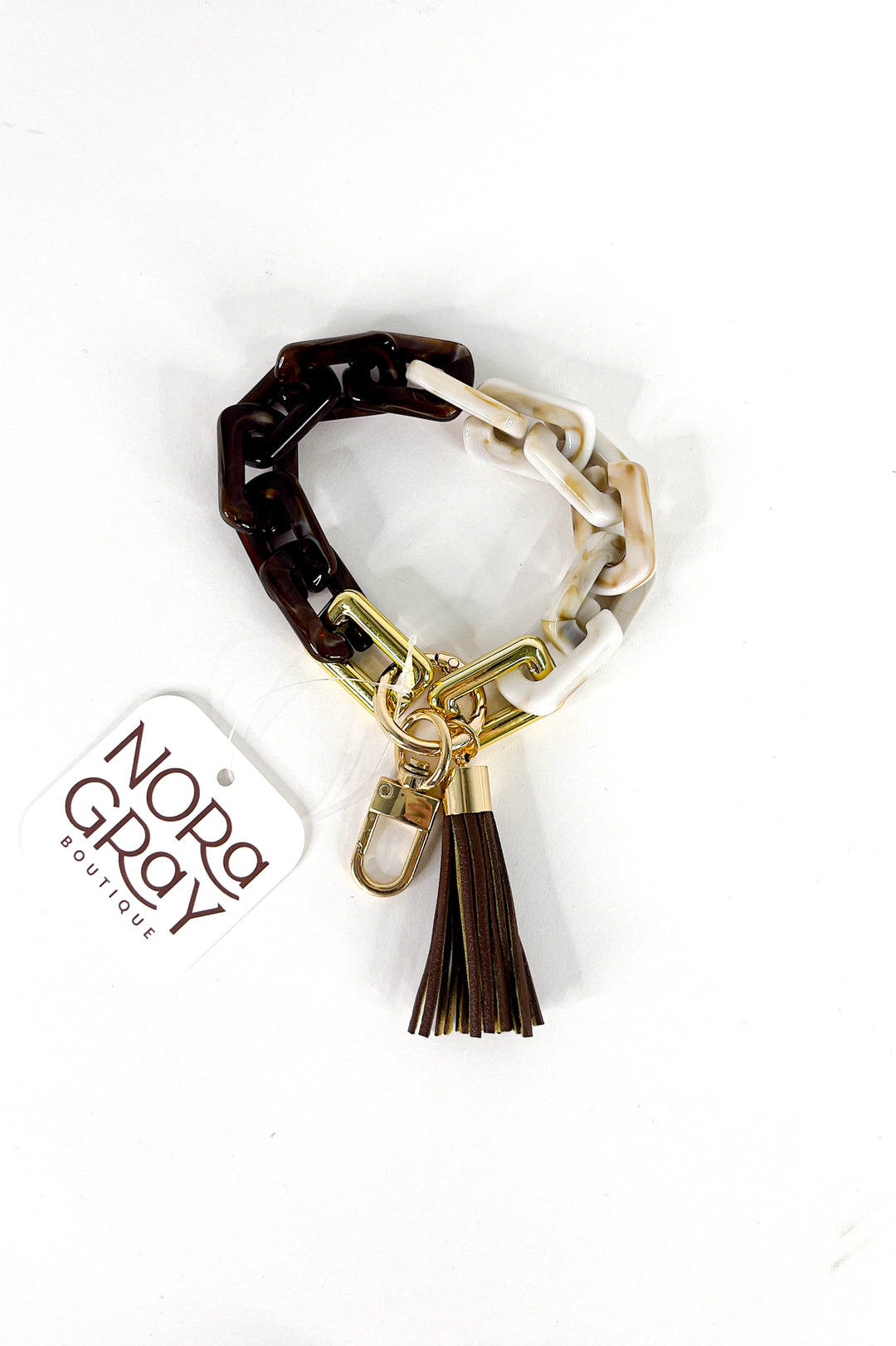 Two Tone Mixed Resin Chain Keychains with Tassel