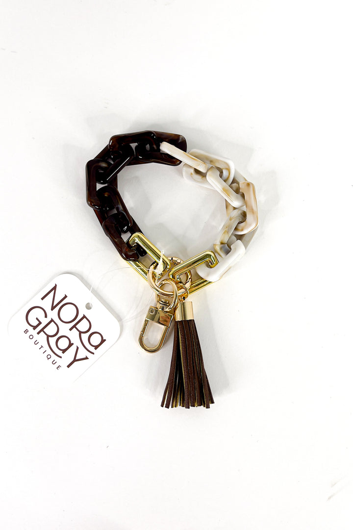 Two Tone Mixed Resin Chain Keychains with Tassel