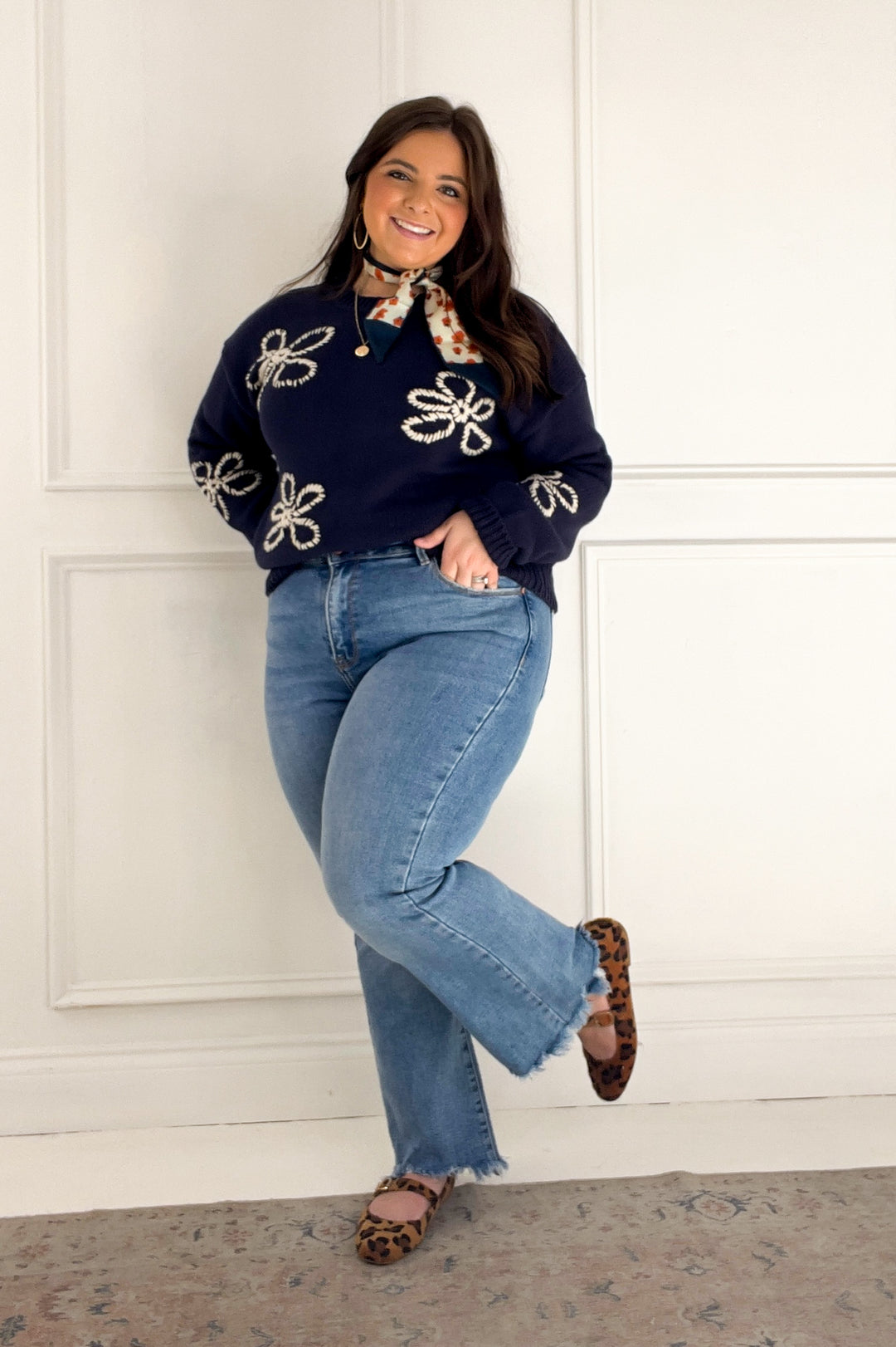 Flower Stitch Embroidered Sweater